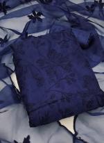 Organza Silk Royal Blue Traditional Wear Multi Chain Stitch Work Dress Material